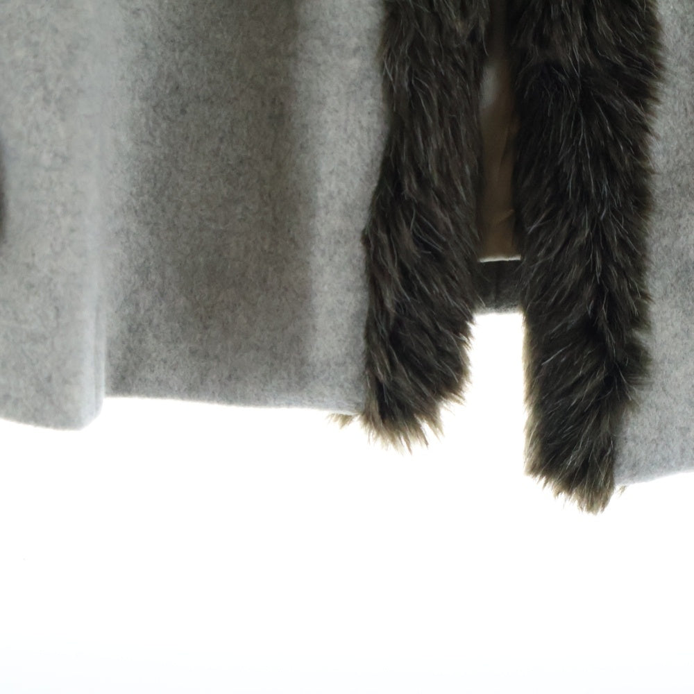 BURBERRY BLUE LABEL(バーバリーブルーレーベル) フェイクファー ウール フロントフック ロングジャケット コート グレー レディース FCF77-810