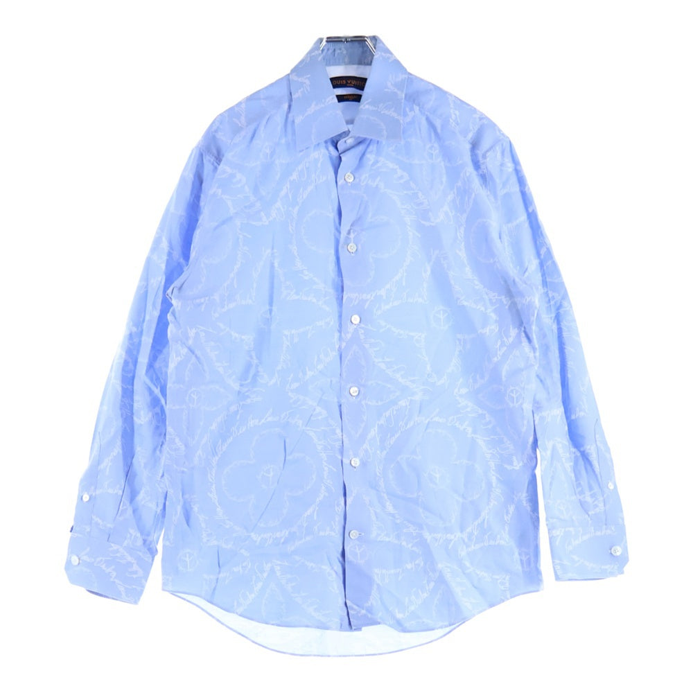 LOUIS VUITTON(ルイヴィトン) 22SS モノグラムピース ロゴ 総柄 ロングスリーブ 長袖シャツ ライトブルー RM221F ES6 HMS9PW