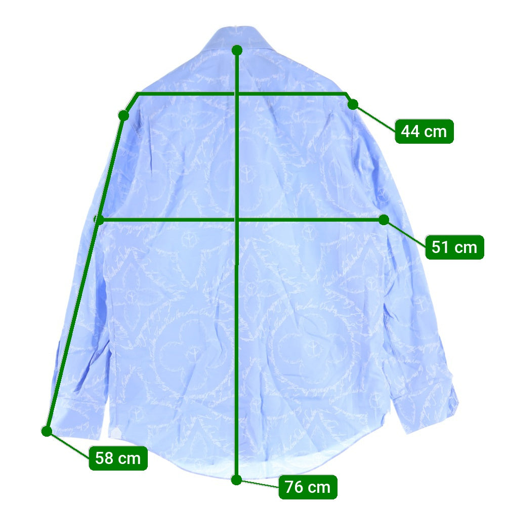 LOUIS VUITTON(ルイヴィトン) 22SS モノグラムピース ロゴ 総柄 ロングスリーブ 長袖シャツ ライトブルー RM221F ES6 HMS9PW