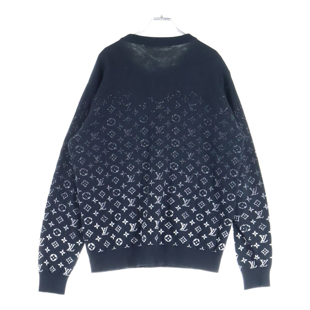 LOUIS VUITTON(ルイヴィトン) 22SS モノグラム グラディエント 総柄ジャガード クルーネック ロングスリーブ 長袖 コットン ニット セーター ブラック RM221Q USO HKN44W