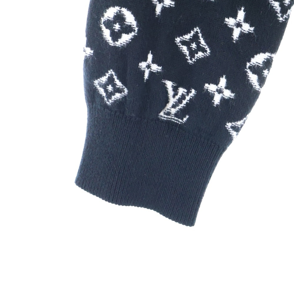 LOUIS VUITTON(ルイヴィトン) 22SS モノグラム グラディエント 総柄ジャガード クルーネック ロングスリーブ 長袖 コットン ニット セーター ブラック RM221Q USO HKN44W