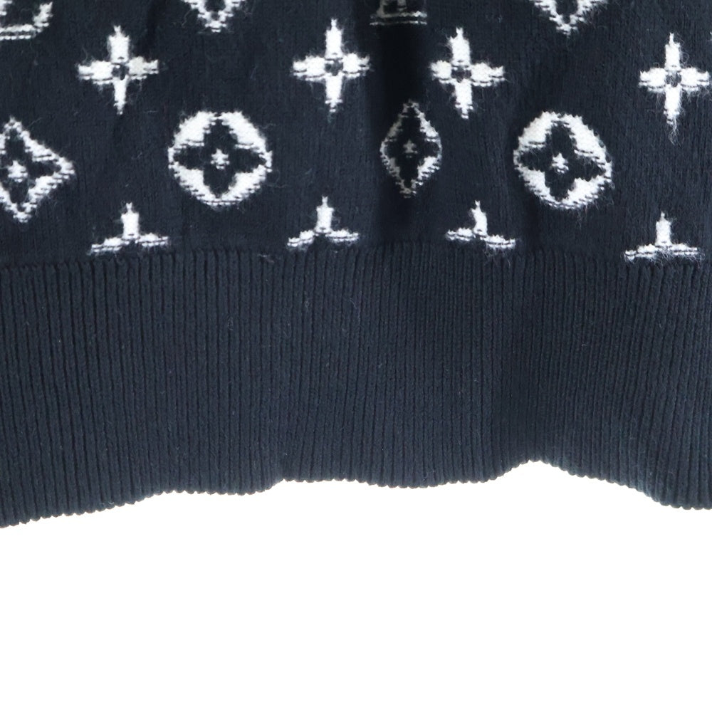 LOUIS VUITTON(ルイヴィトン) 22SS モノグラム グラディエント 総柄ジャガード クルーネック ロングスリーブ 長袖 コットン ニット セーター ブラック RM221Q USO HKN44W