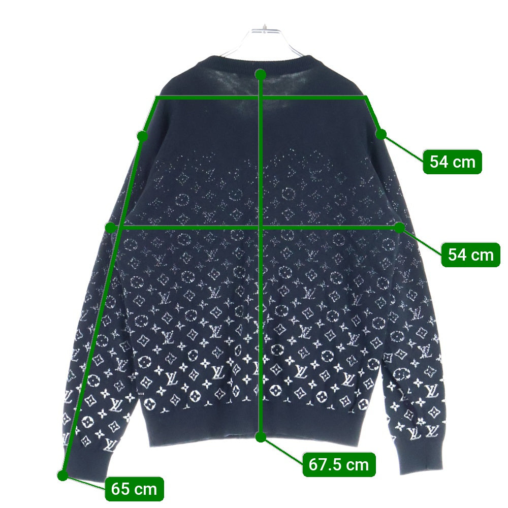 LOUIS VUITTON(ルイヴィトン) 22SS モノグラム グラディエント 総柄ジャガード クルーネック ロングスリーブ 長袖 コットン ニット セーター ブラック RM221Q USO HKN44W