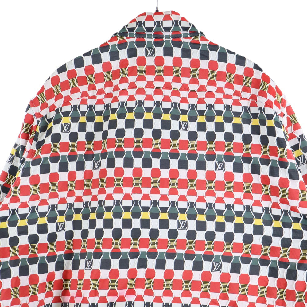 LOUIS VUITTON(ルイヴィトン) 22SS Amen Break アーメンブレイク ダミエ総柄ジャガード ロングスリーブ 長袖シャツ マルチカラー レッド/ブラック RM221 KA6 HMS82W