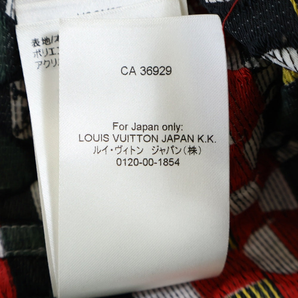 LOUIS VUITTON(ルイヴィトン) 22SS Amen Break アーメンブレイク ダミエ総柄ジャガード ロングスリーブ 長袖シャツ マルチカラー レッド/ブラック RM221 KA6 HMS82W