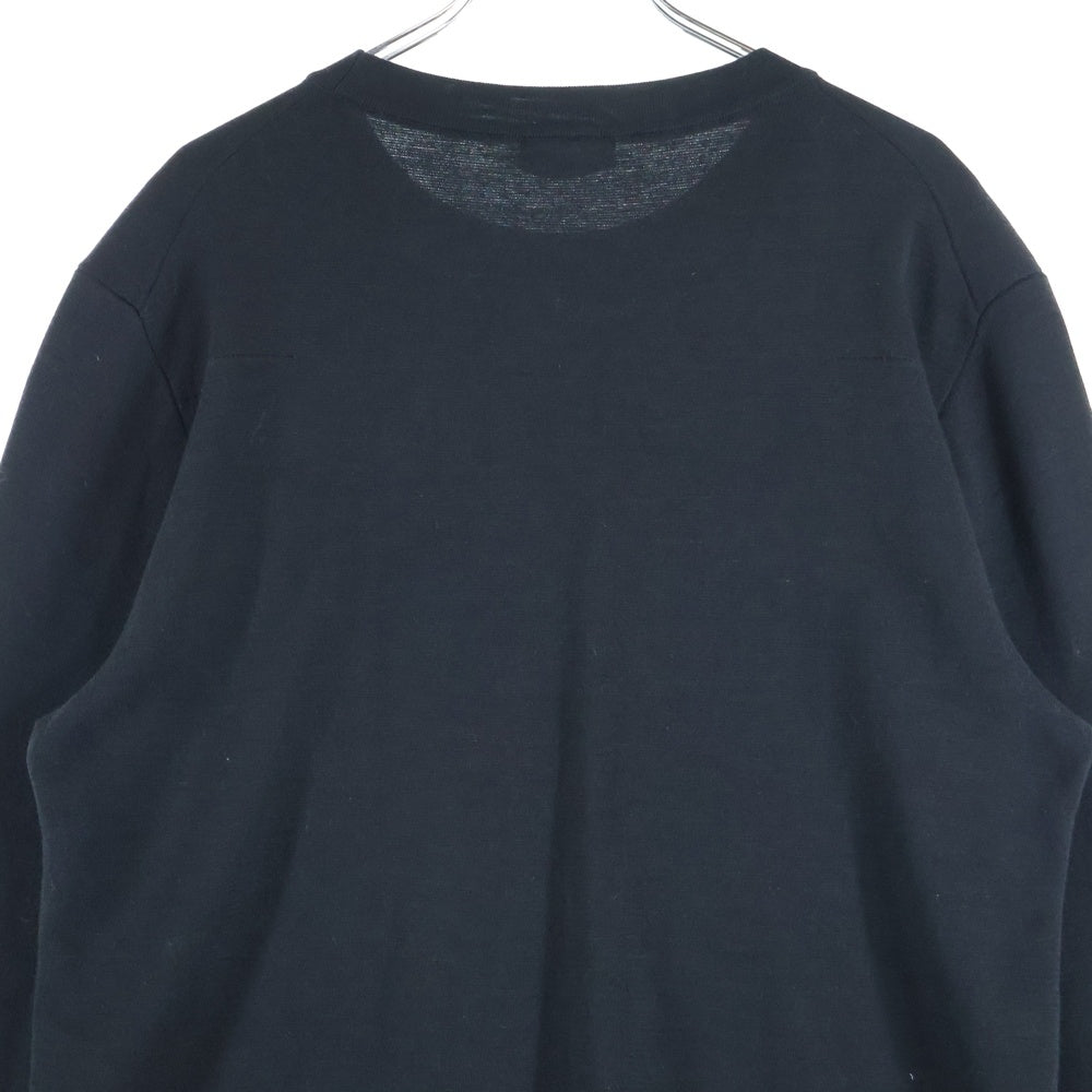Dior HOMME(ディオールオム) 18AW ATELIER アトリエ ロゴプリント シルク混 ウール クルーネック ロングスリーブ 長袖 ニット セーター ブラック 863M657IT313