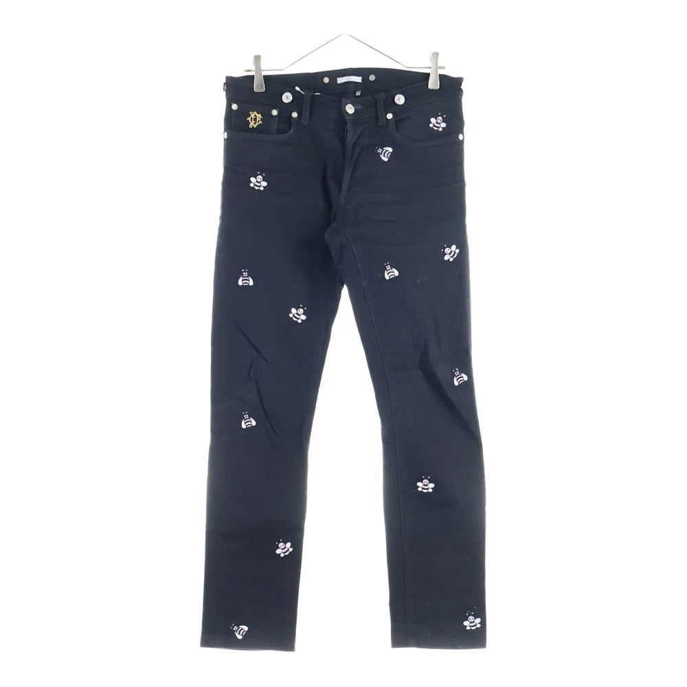 DIOR(ディオール) 19SS ×KAWS カウズ BEE 刺繍 総柄 ストレッチ スリムスキニー デニムパンツ ジーンズ ブラック 923DS11Z9093