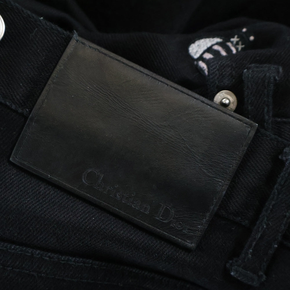 DIOR(ディオール) 19SS ×KAWS カウズ BEE 刺繍 総柄 ストレッチ スリムスキニー デニムパンツ ジーンズ ブラック 923DS11Z9093