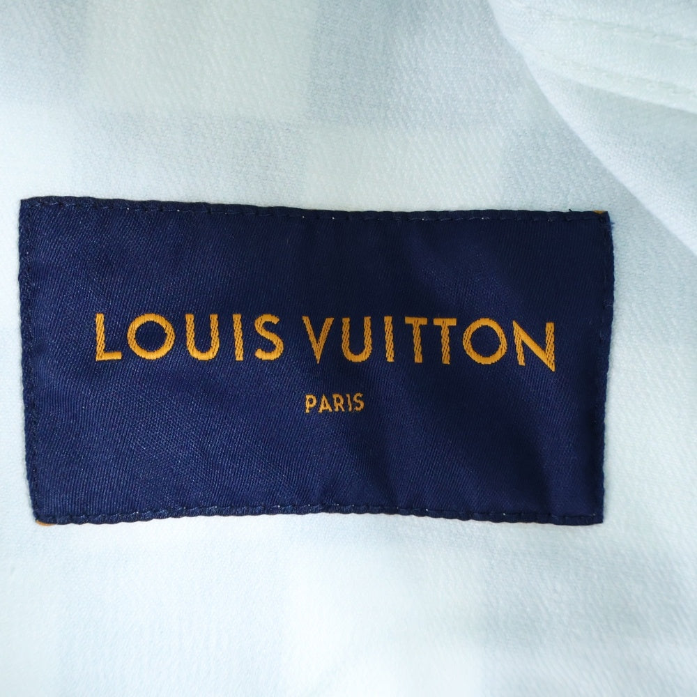 LOUIS VUITTON(ルイヴィトン) 21AW ダミエ総柄プリント デニム トラッカージャケット ホワイト/グリーン RM2129 IM3 HLA20W