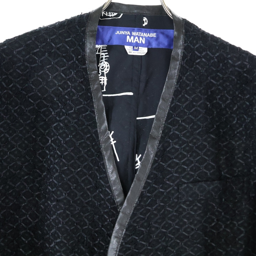 COMME des GARCONS JUNYA WATANABE MAN(コムデギャルソンジュンヤワタナベマン) 23SS ×Jean Michel Basquiat ジャン ミシェル バスキア ラッセルレース フェイクレザー 2B テーラードジャケット WK-J002