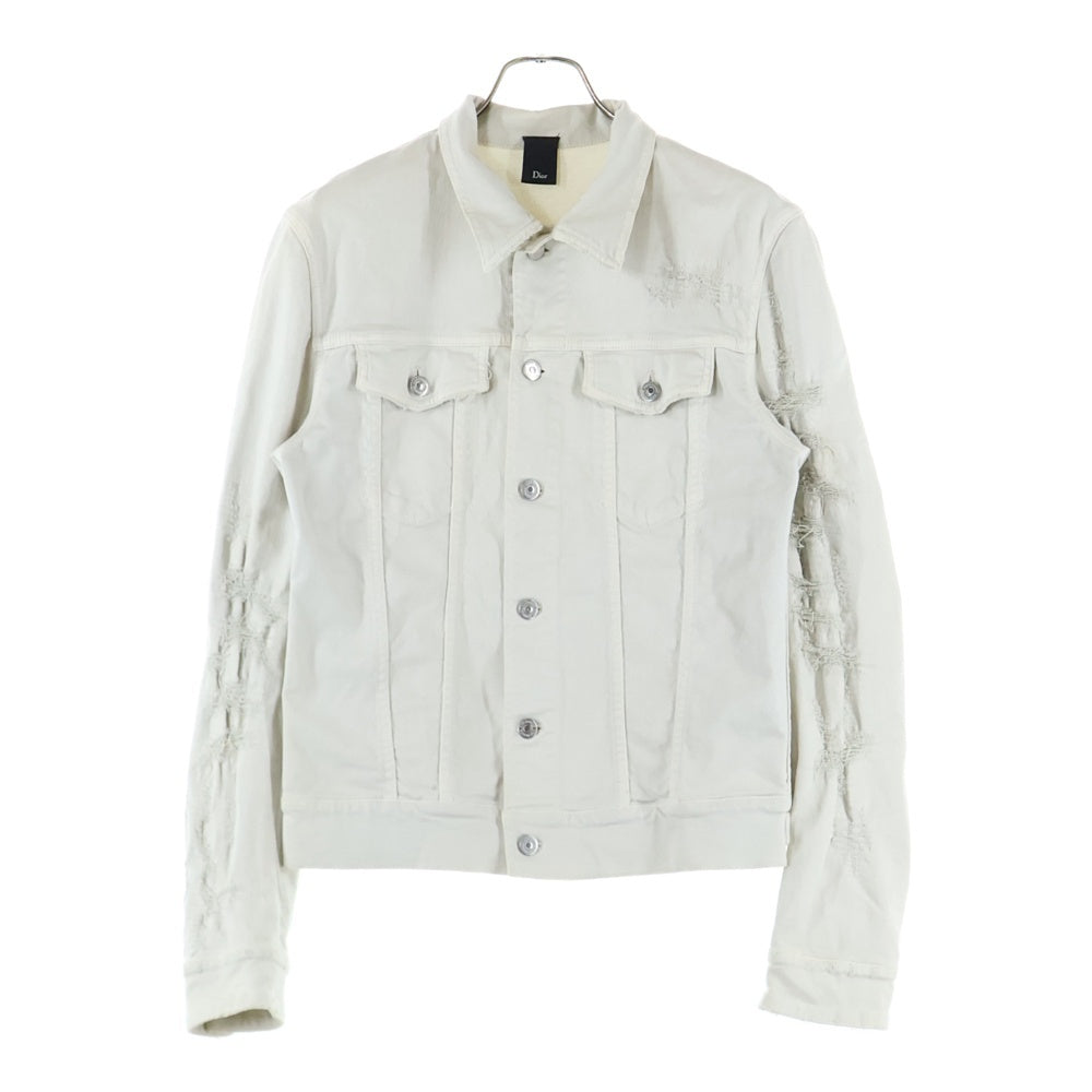 Dior HOMME(ディオールオム) 17SS ダメージ加工 デニム トラッカージャケット ホワイト 763C437T004X
