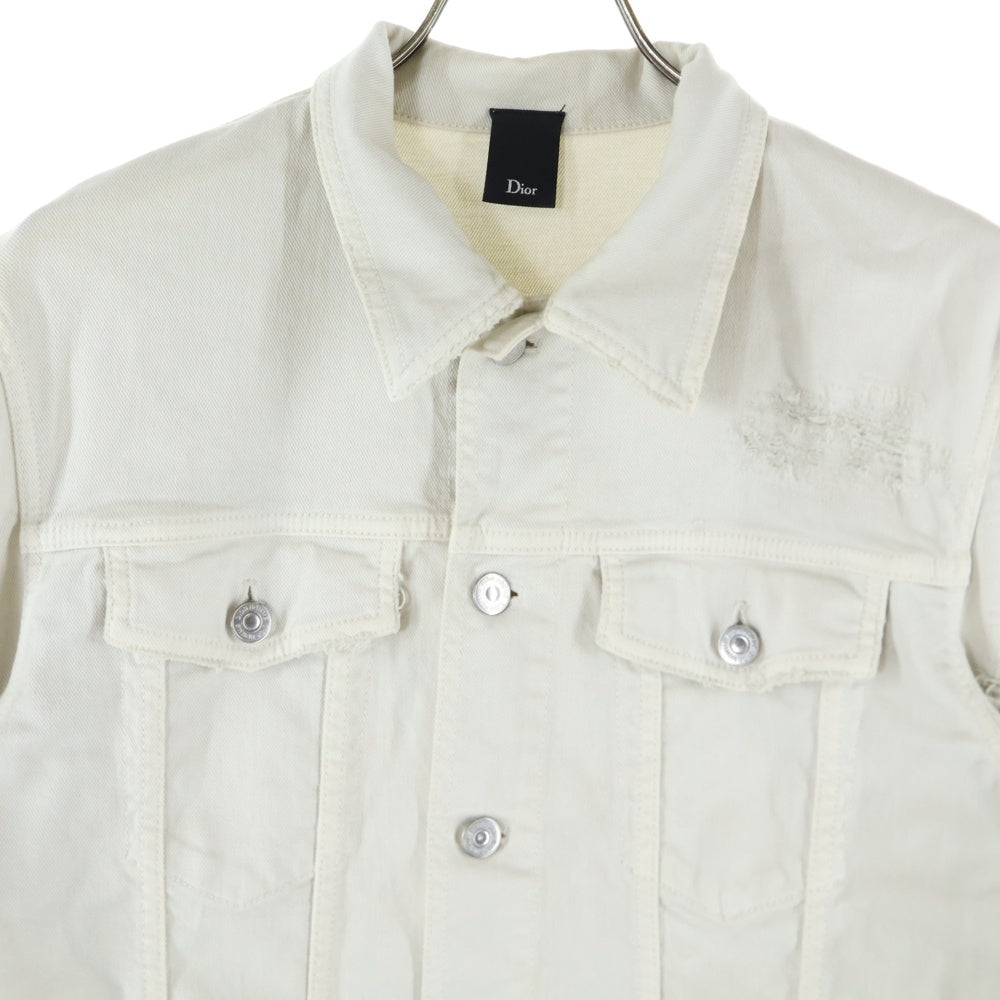 Dior HOMME(ディオールオム) 17SS ダメージ加工 デニム トラッカージャケット ホワイト 763C437T004X