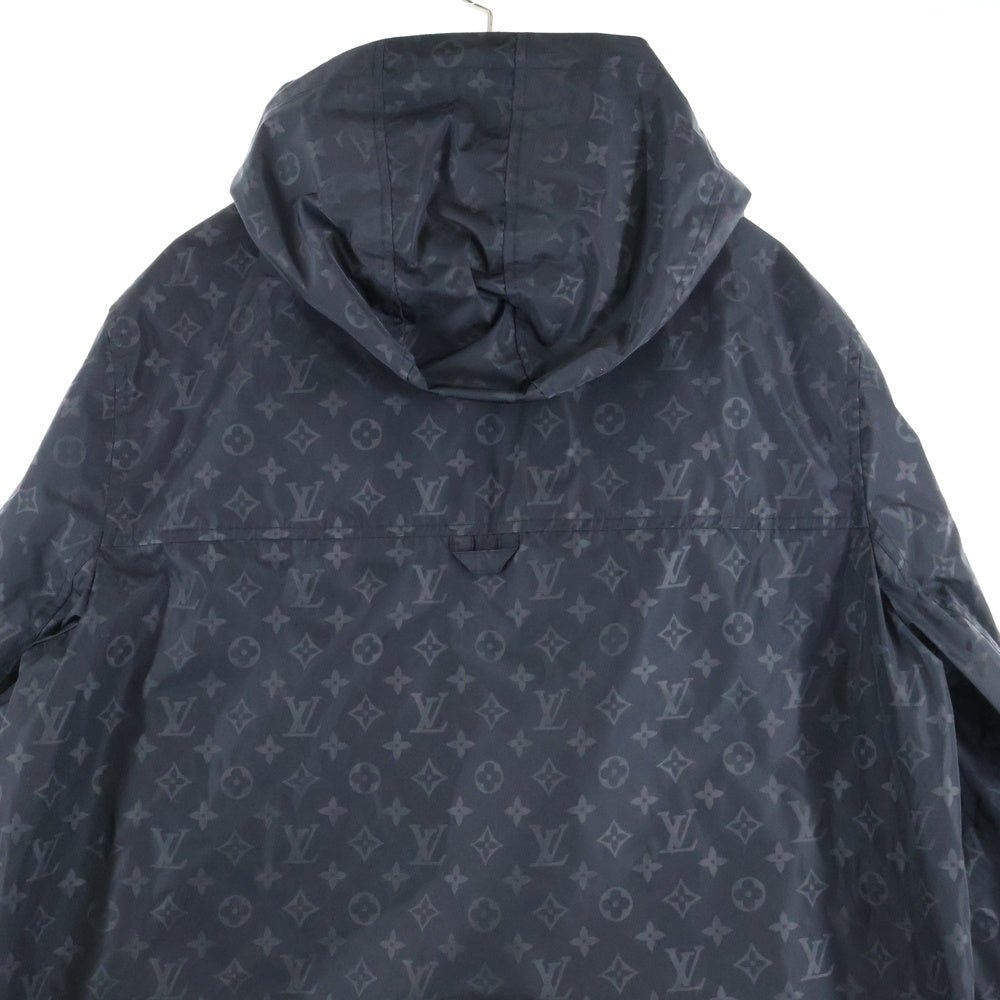 LOUIS VUITTON(ルイヴィトン) 22AW モノグラム総柄 ナイロン フーデッド ジップアップ ロング ジャケット コート ブラック RM222Q ON5 HNK48W
