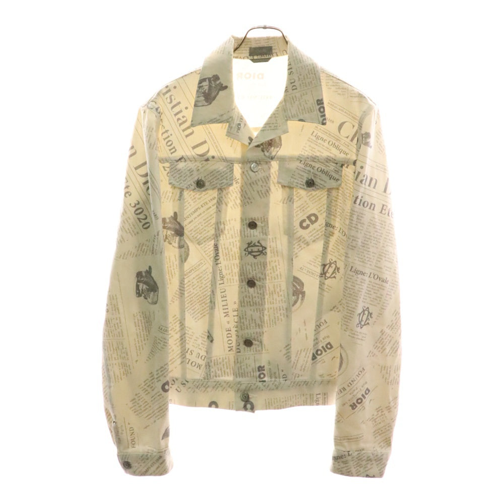 DIOR(ディオール) 20SS ニュースペーパー総柄プリント デニム トラッカージャケット ホワイト 013D483BY983