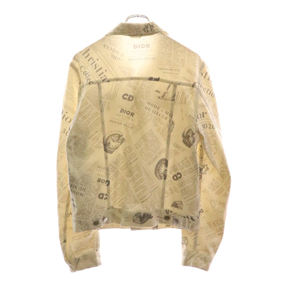 DIOR(ディオール) 20SS ニュースペーパー総柄プリント デニム トラッカージャケット ホワイト 013D483BY983