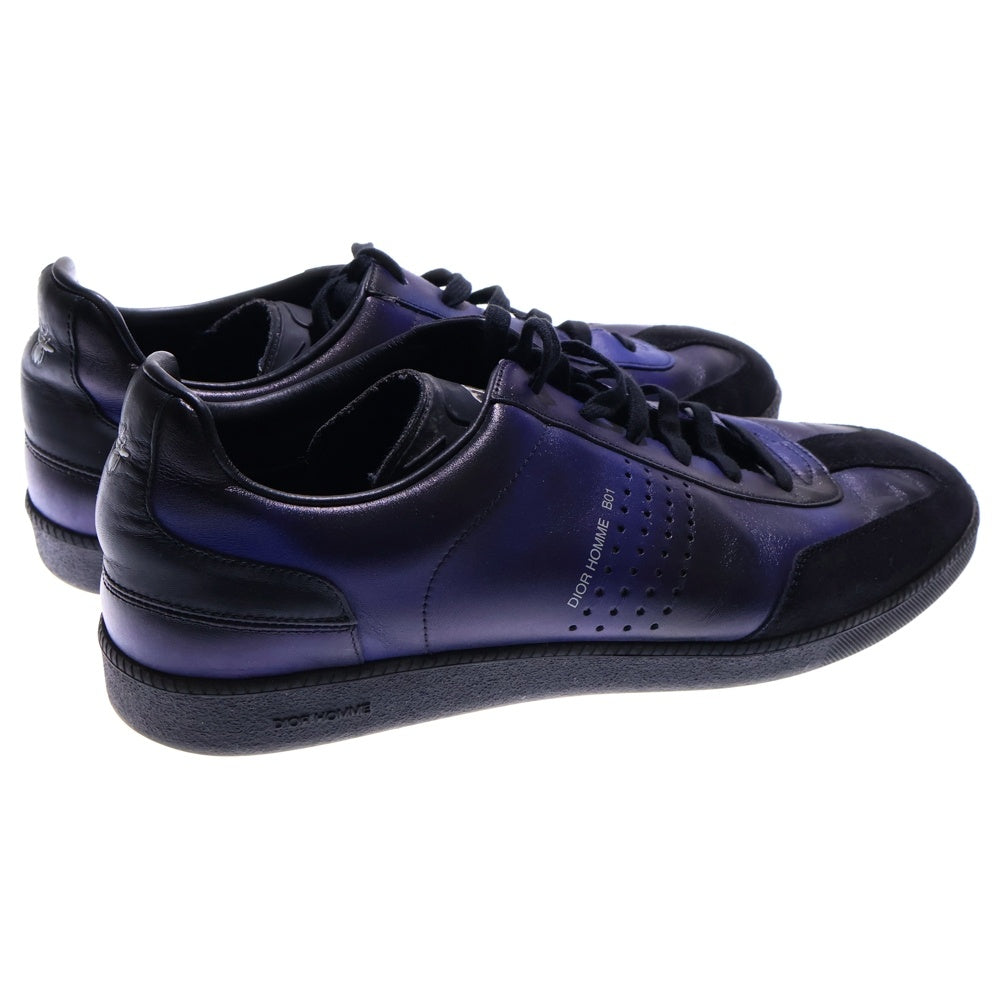 Dior HOMME(ディオールオム) 18SS B01 BEE ロゴプリント レザー レースアップ ローカットシューズ スニーカー ブルー/ブラック
