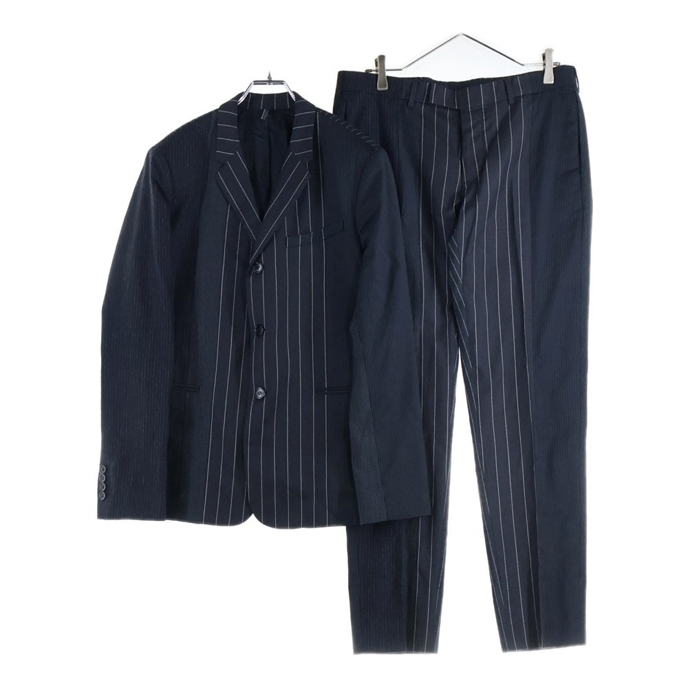 Dior HOMME(ディオールオム) セットアップスーツ マルチストライプ総柄 切り替え ウール 3B ナローラペル テーラードジャケット ノータック スラックスパンツ グレー 433C238V3177