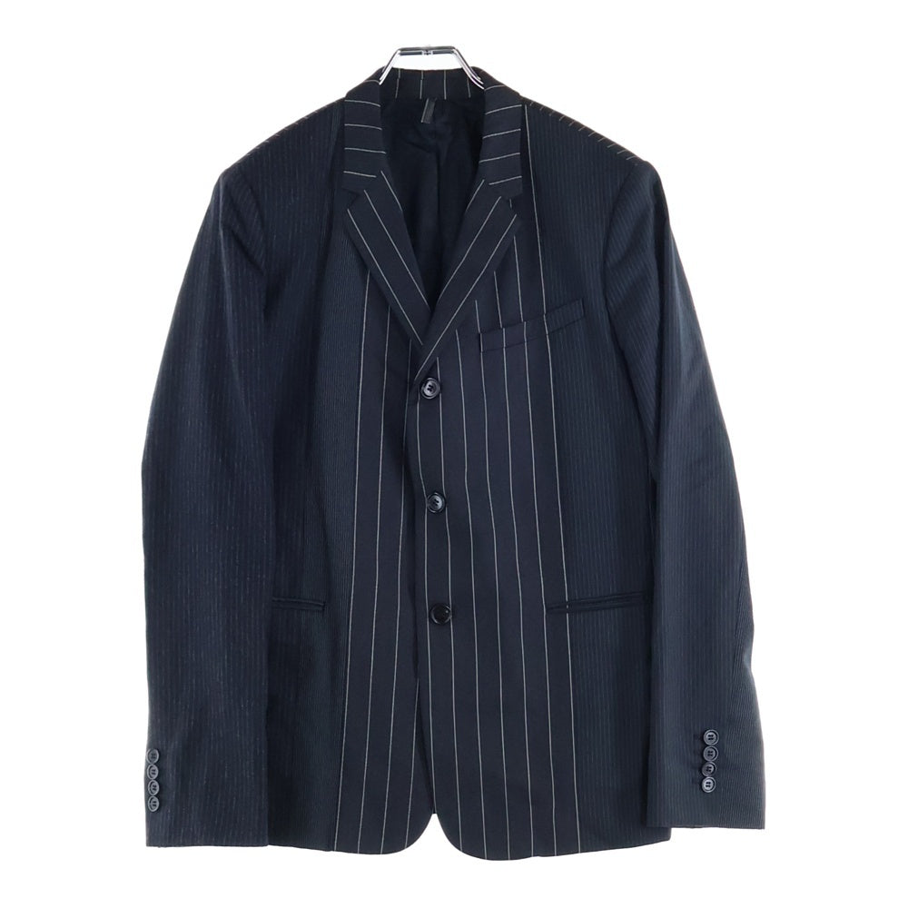 Dior HOMME(ディオールオム) セットアップスーツ マルチストライプ総柄 切り替え ウール 3B ナローラペル テーラードジャケット ノータック スラックスパンツ グレー 433C238V3177