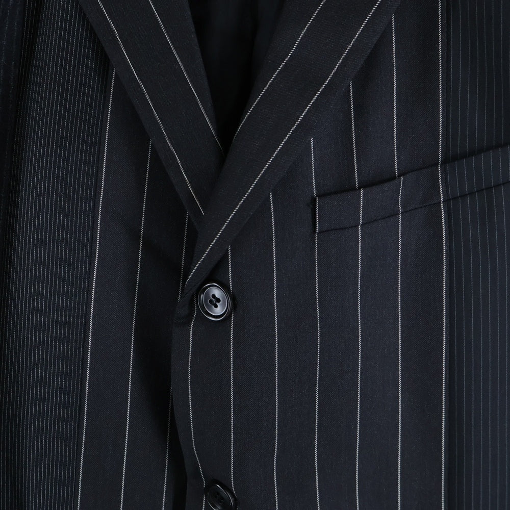 Dior HOMME(ディオールオム) セットアップスーツ マルチストライプ総柄 切り替え ウール 3B ナローラペル テーラードジャケット ノータック スラックスパンツ グレー 433C238V3177