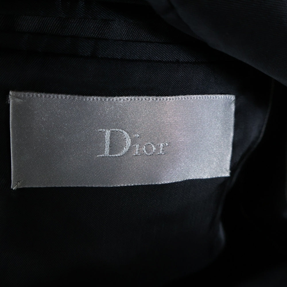 Dior HOMME(ディオールオム) セットアップスーツ マルチストライプ総柄 切り替え ウール 3B ナローラペル テーラードジャケット ノータック スラックスパンツ グレー 433C238V3177