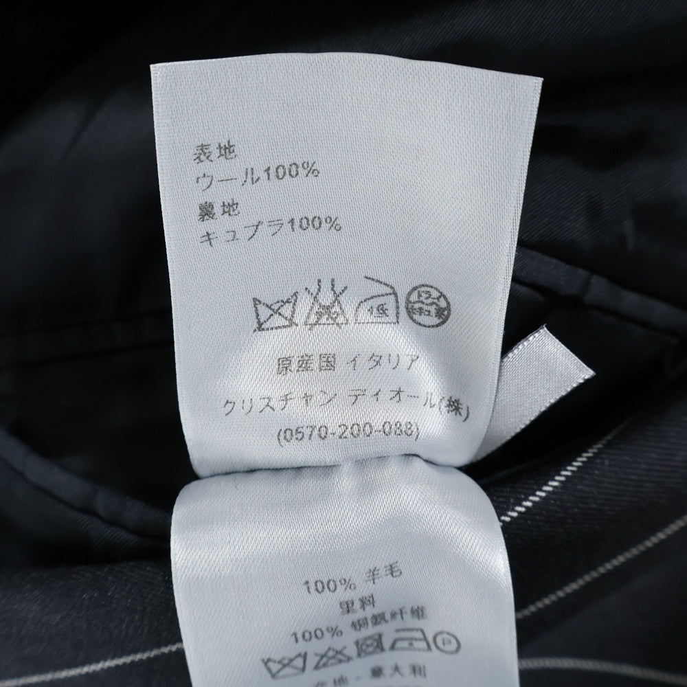 Dior HOMME(ディオールオム) セットアップスーツ マルチストライプ総柄 切り替え ウール 3B ナローラペル テーラードジャケット ノータック スラックスパンツ グレー 433C238V3177