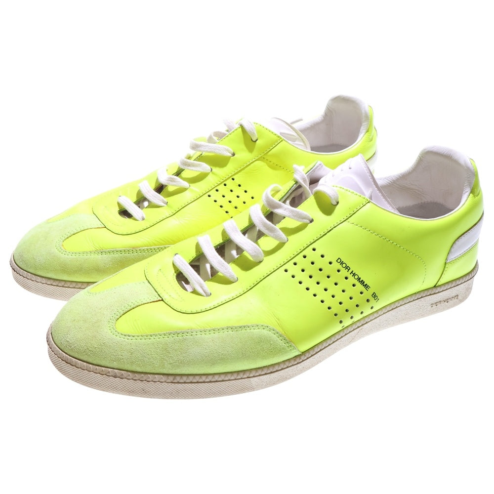 Dior HOMME(ディオールオム) 18SS B01 BEE ロゴプリント レザー レースアップ ローカットシューズ スニーカー イエロー