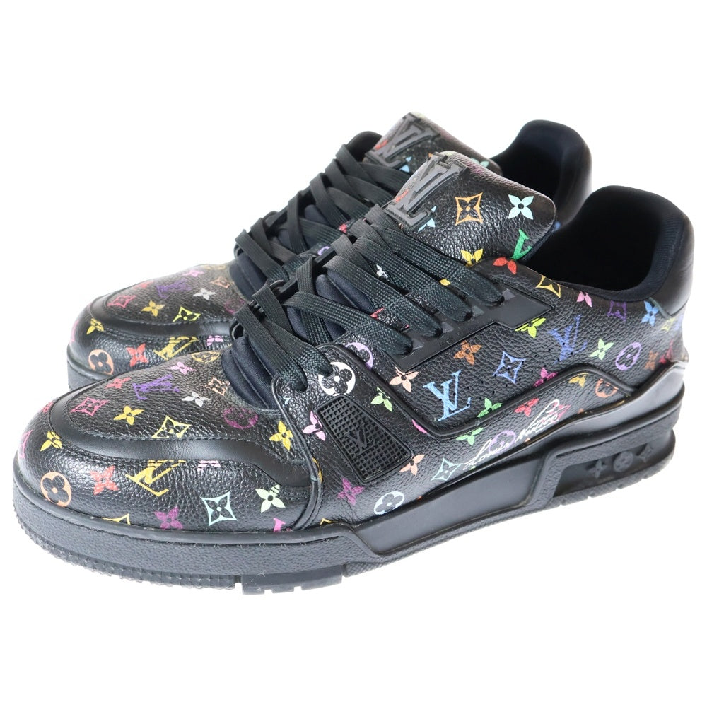 LOUIS VUITTON(ルイヴィトン) ×村上隆 TM LVトレイナー モノグラム マルチカラー レザー レースアップ ローカットシューズ スニーカー ブラック 1AGZDW