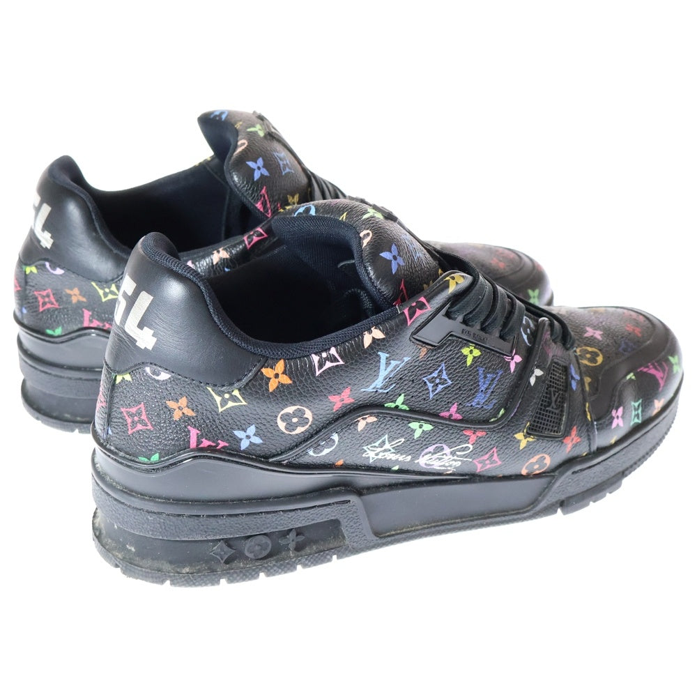 LOUIS VUITTON(ルイヴィトン) ×村上隆 TM LVトレイナー モノグラム マルチカラー レザー レースアップ ローカットシューズ スニーカー ブラック 1AGZDW