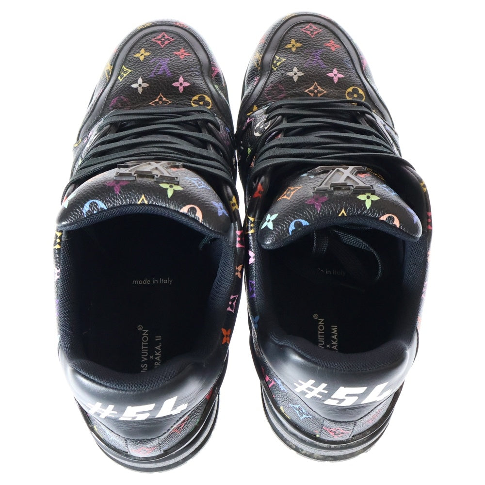 LOUIS VUITTON(ルイヴィトン) ×村上隆 TM LVトレイナー モノグラム マルチカラー レザー レースアップ ローカットシューズ スニーカー ブラック 1AGZDW