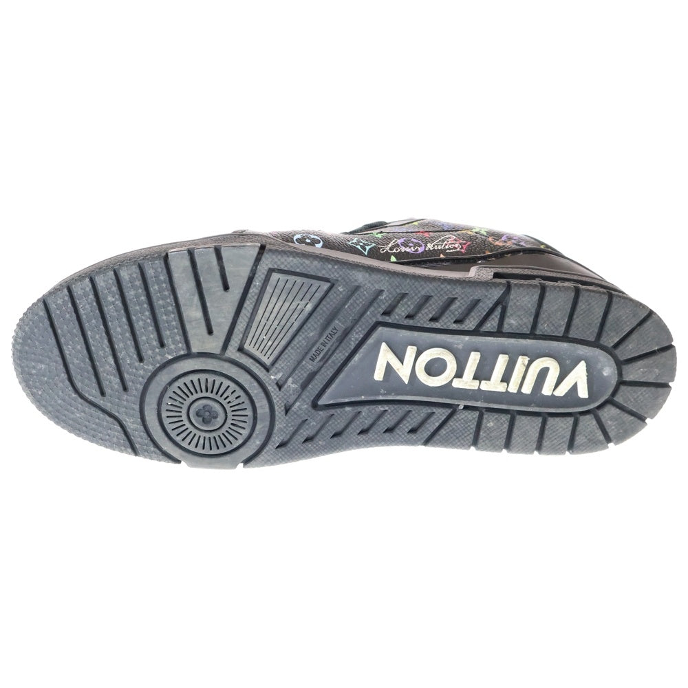 LOUIS VUITTON(ルイヴィトン) ×村上隆 TM LVトレイナー モノグラム マルチカラー レザー レースアップ ローカットシューズ スニーカー ブラック 1AGZDW