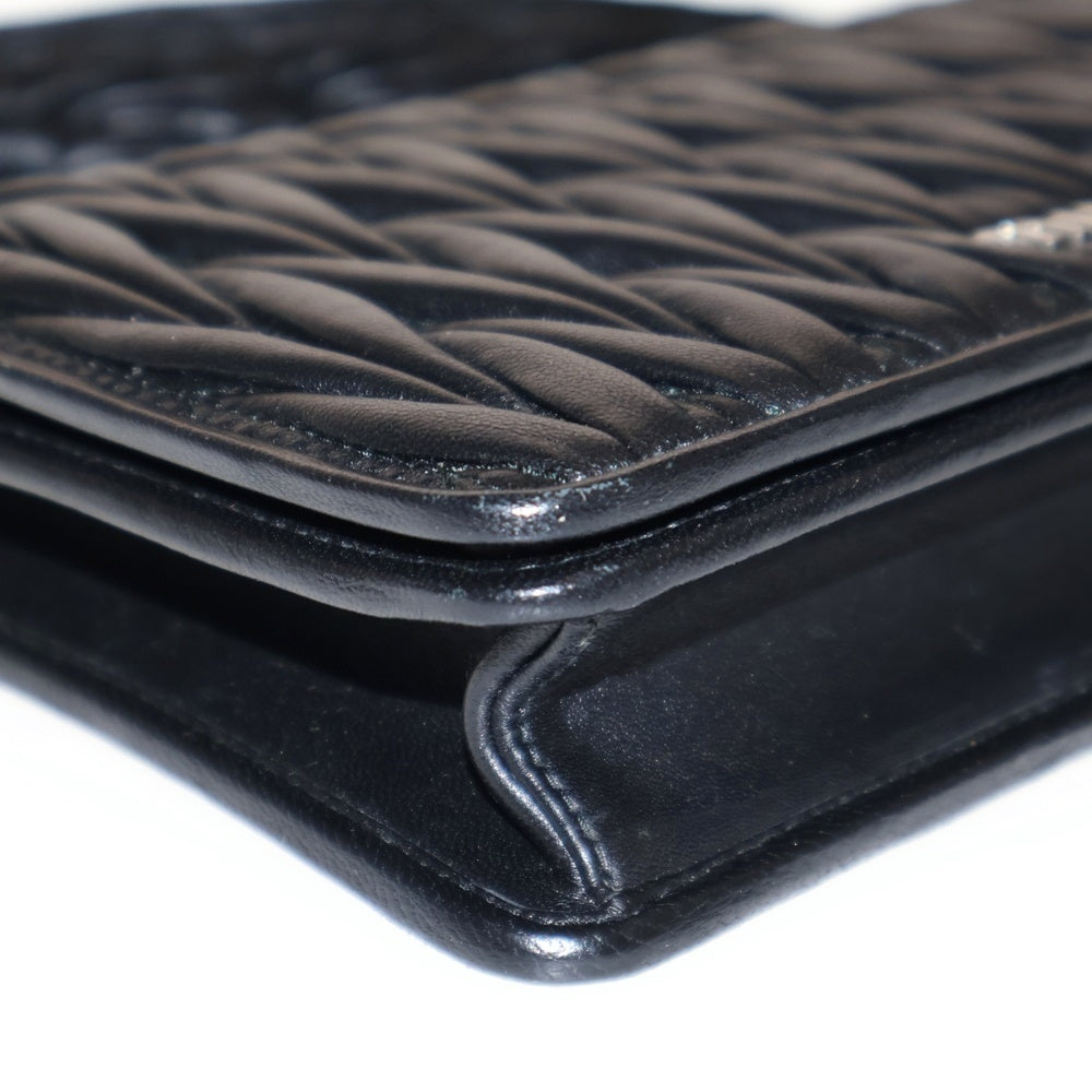 miumiu(ミュウミュウ) マトラッセ チェーンショルダーバッグ ミニバッグ ブラック シルバー金具 レザー 5BP001