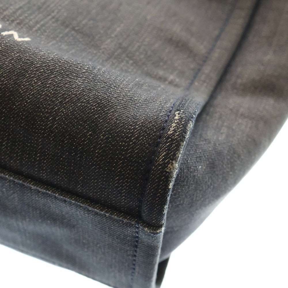 CHANEL(シャネル) ドーヴィルGM ココマーク ロゴ キャンバス レザー チェーン ハンド ショルダー トートバッグ ゴールド金具 グレー/ネイビー 18番台