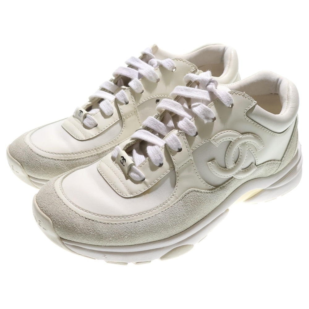 CHANEL(シャネル) ココマーク レザー レースアップ ローカットシューズ スニーカー ホワイト レディース G33745