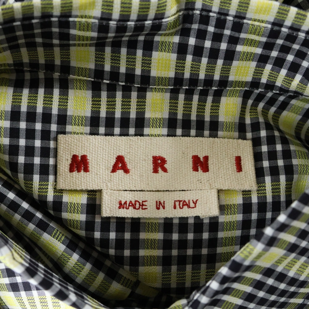MARNI(マルニ) チェック総柄 オーバーサイズ コットン ボタンダウン 長袖シャツ イエロー/ブラック CUMU0295S0 UTC309