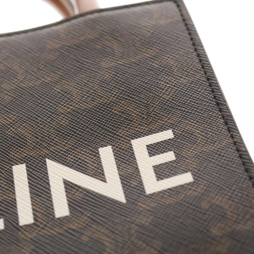 CELINE(セリーヌ) バーティカルカバ ミニ トリオンフ ロゴ PVC レザー 2WAY ハンド ショルダーバッグ ブラウン