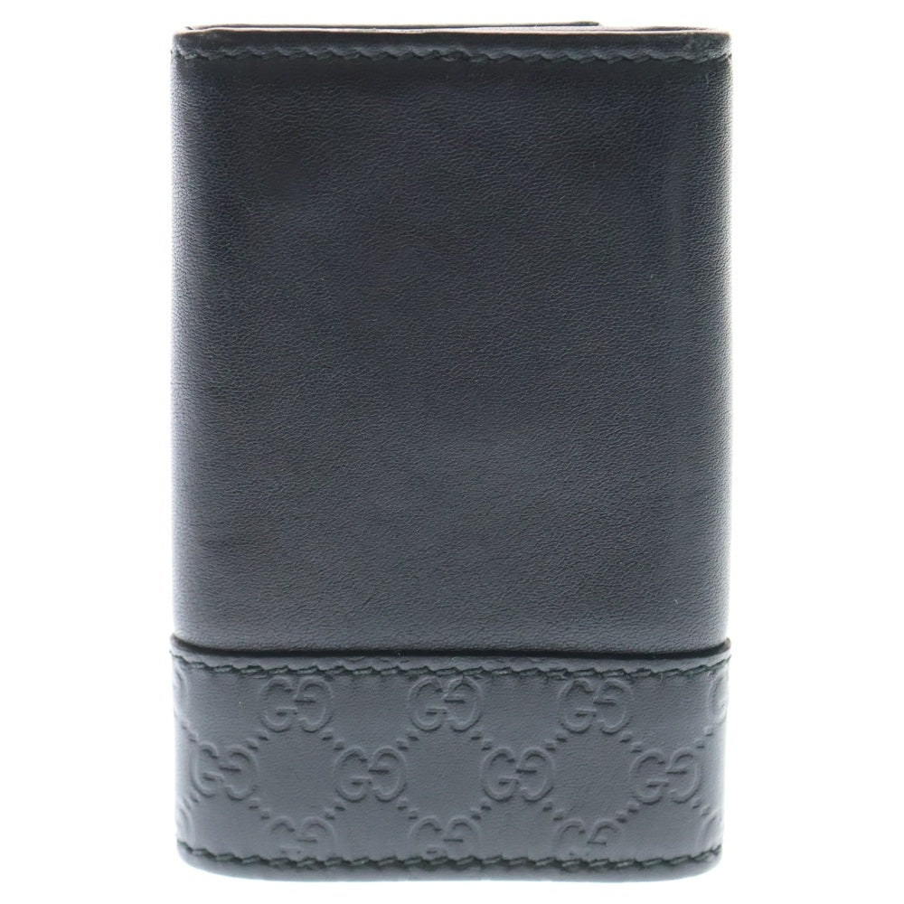 GUCCI(グッチ) グッチシマ 6連キーケース キーリング バッグチャーム ブラック レザー シルバー金具