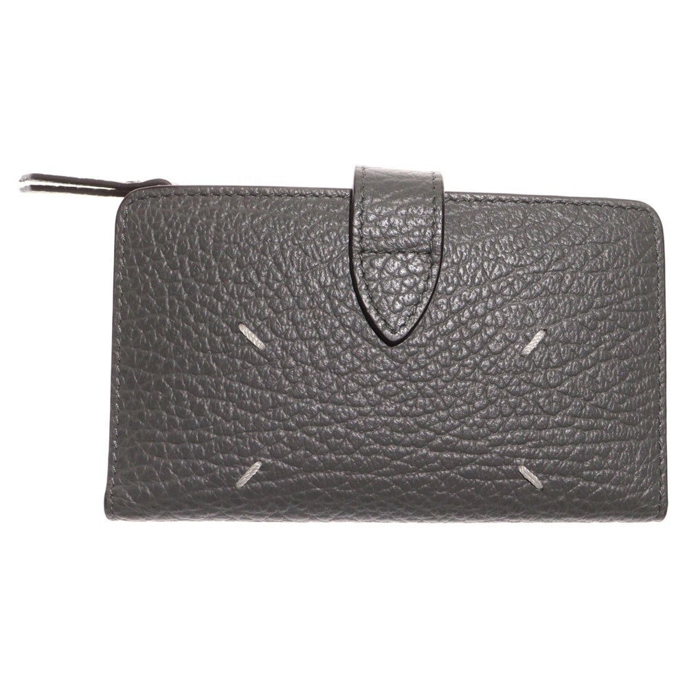 Maison Margiela 11(メゾンマルジェラ11) 4ステッチ ミニジップウォレット 二つ折り財布 カードケース グレー レザー SA1VX0019