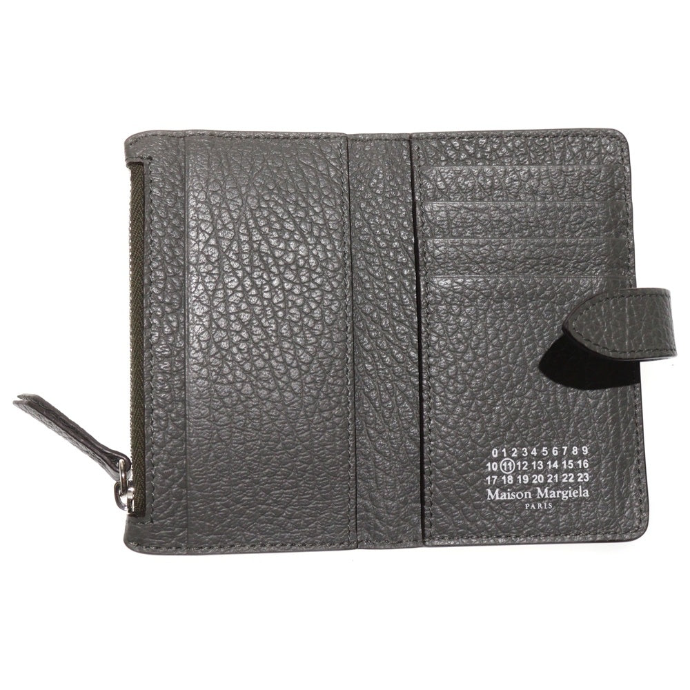 Maison Margiela 11(メゾンマルジェラ11) 4ステッチ ミニジップウォレット 二つ折り財布 カードケース グレー レザー SA1VX0019
