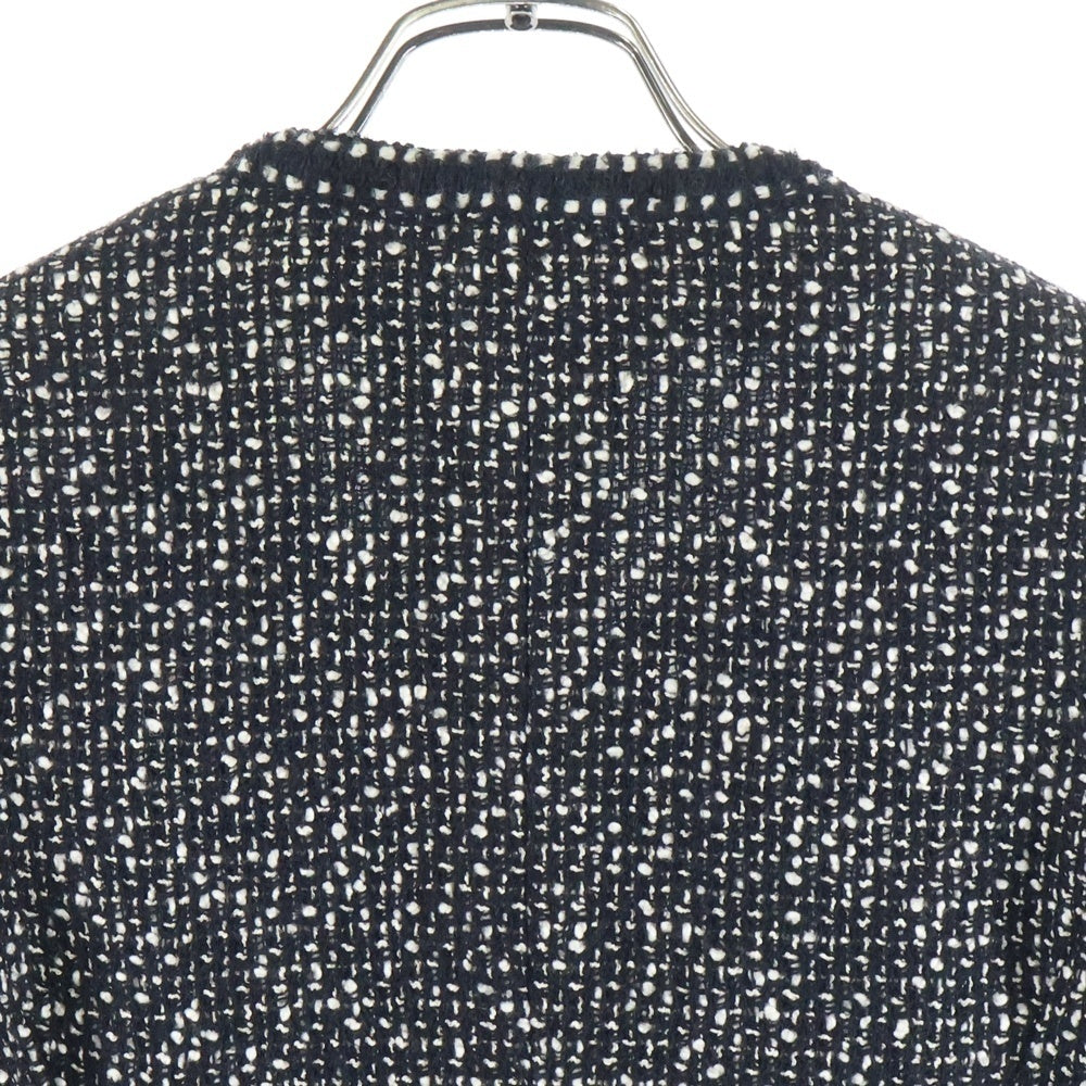 CHANEL(シャネル) 93AW ココマークボタン ウールツイード ノーカラー ジャケット ブラック レディース