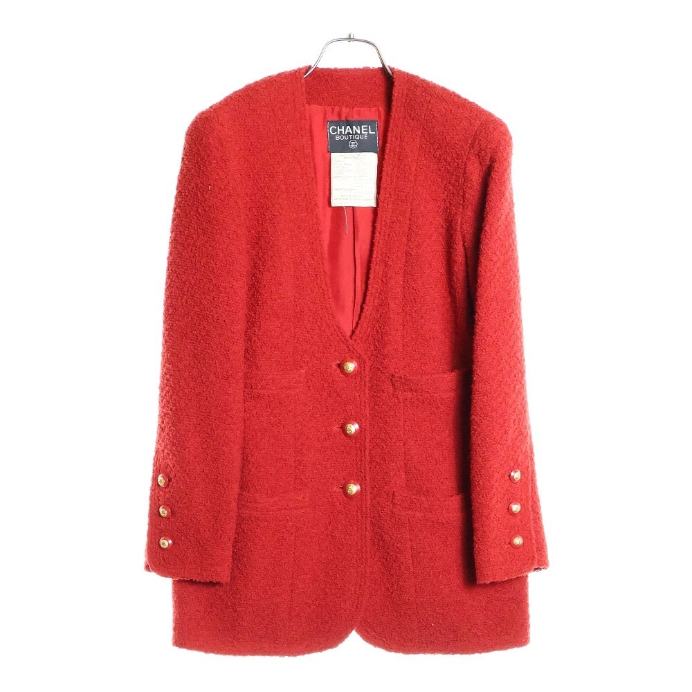 CHANEL(シャネル) 93AW ココマークボタン ウール ノーカラー 3B