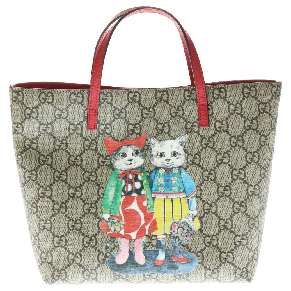 GUCCI(グッチ) チルドレンズ ヒグチユウコ GGスプリーム ハンドバッグ ベージュ×レッド PVC×レザー 410812 レディース