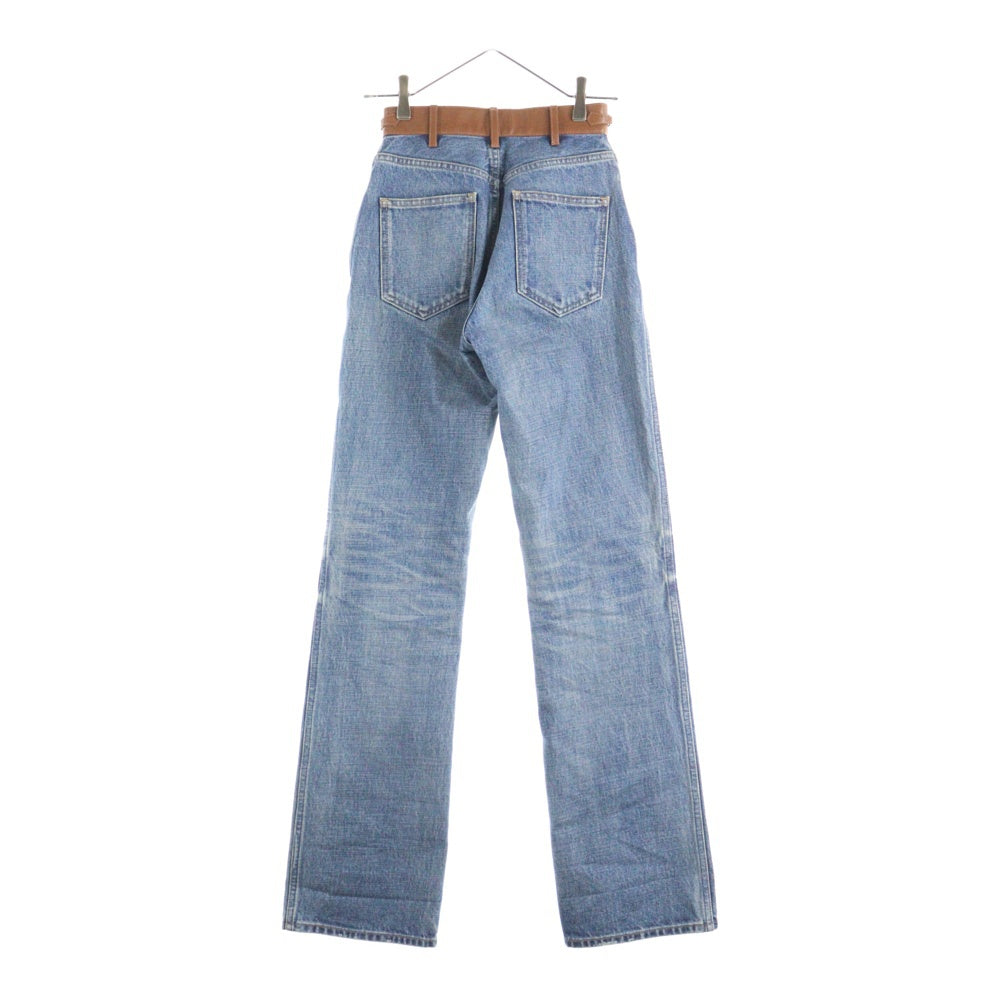 CELINE(セリーヌ) トリオンフ レザー切替コットンデニムパンツ インディゴブルー 2N860930F レディース