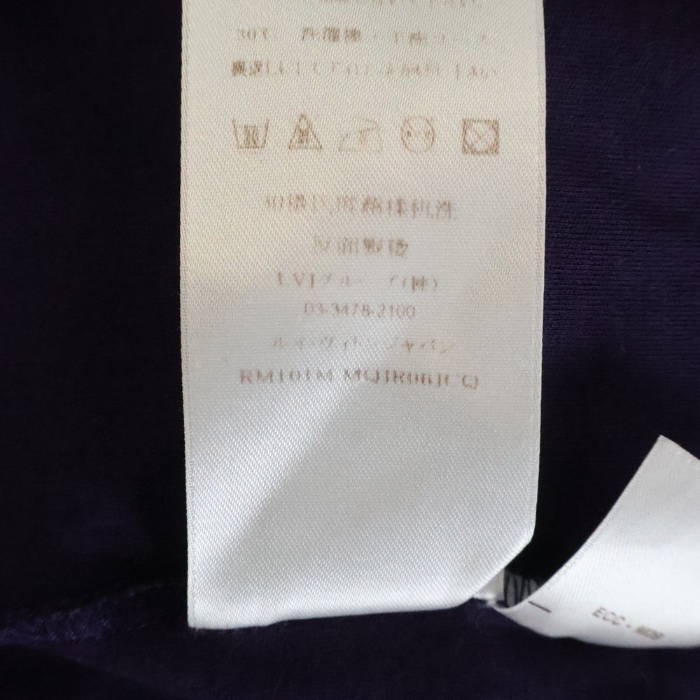LOUIS VUITTON(ルイヴィトン) 10SS WARDROBE ワードローブ バックフロッキーロゴプリント 鹿の子切り替え クルーネック 半袖Tシャツ カットソー パープル RM101M MQJR06JCQ