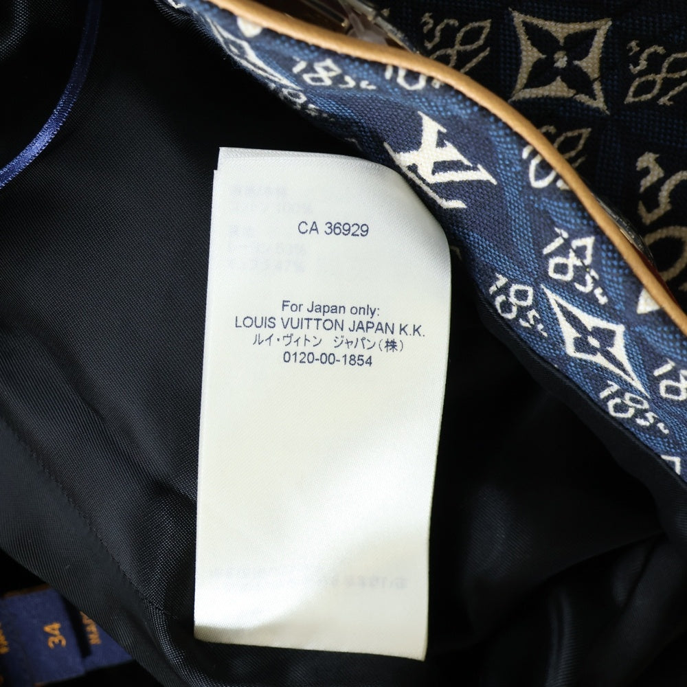 LOUIS VUITTON(ルイヴィトン) 21SS 1854 モノグラム ジャガード総柄 キャンバス レザー ミニスカート ネイビー レディース RW211B ZFK FKSK93