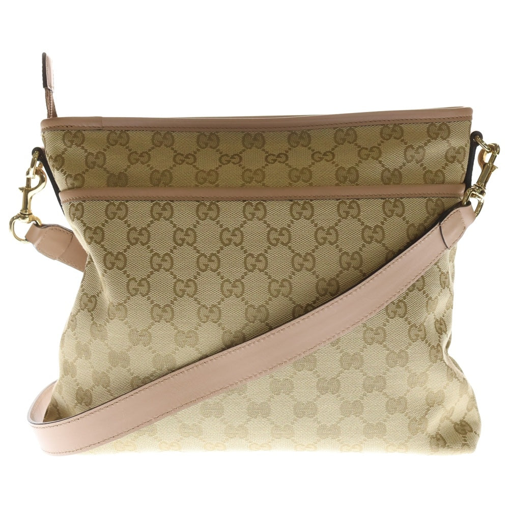 GUCCI(グッチ) GGキャンバス ショルダーバッグ ベージュ×ピンク キャンバス×レザー 388924 レディース
