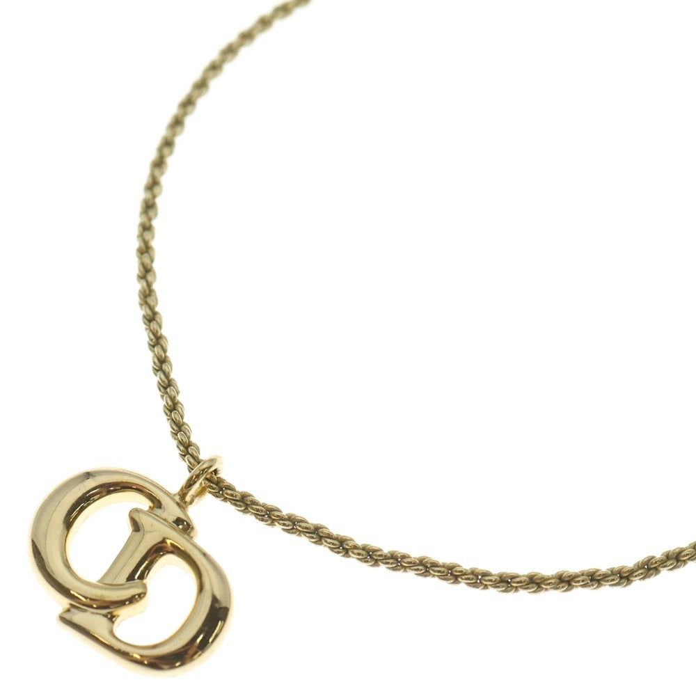Christian Dior(クリスチャンディオール) CD ロゴ ネックレス ペンダント スネークチェーン ゴールド レディース