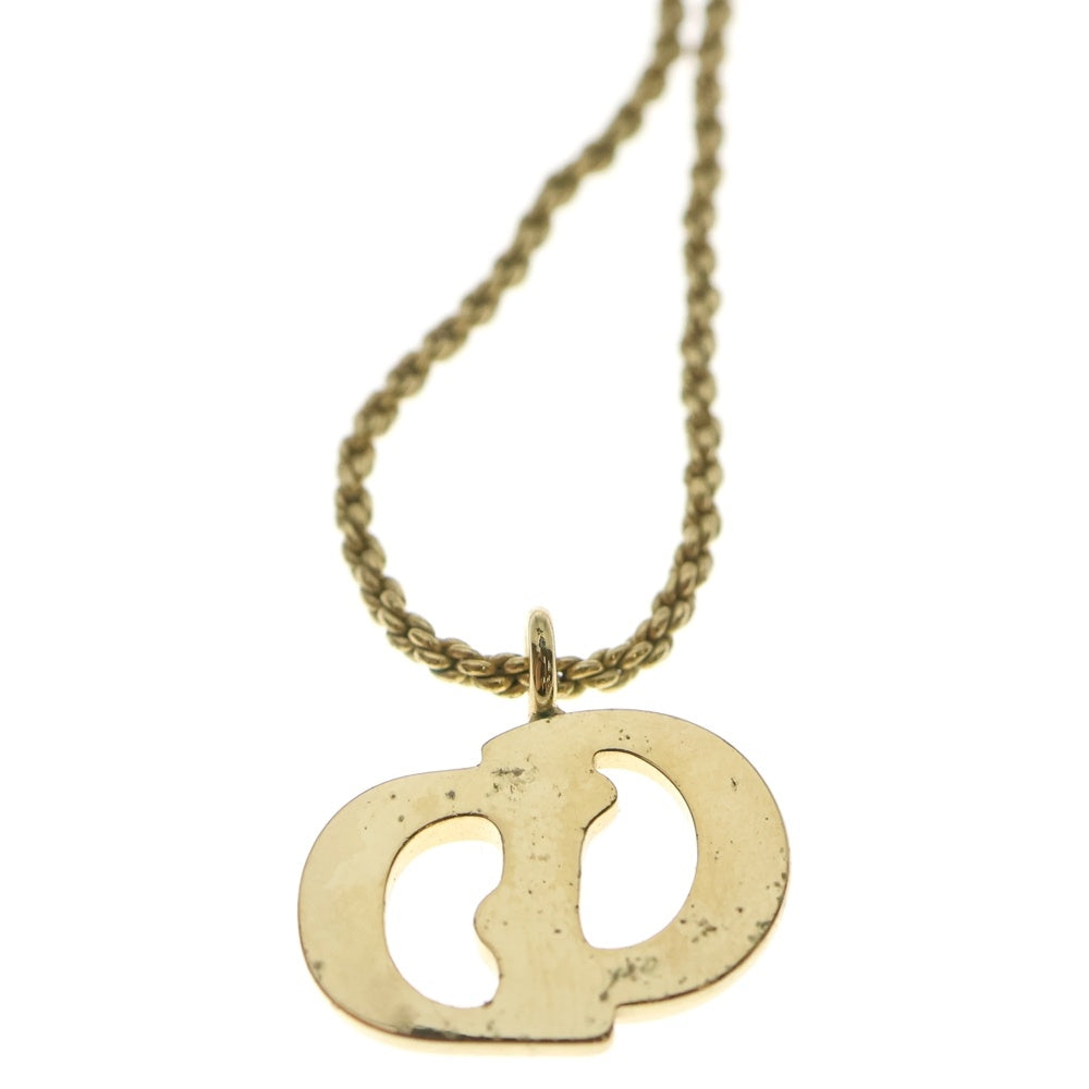 Christian Dior(クリスチャンディオール) CD ロゴ ネックレス ペンダント スネークチェーン ゴールド レディース