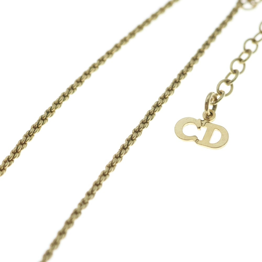 Christian Dior(クリスチャンディオール) CD ロゴ ネックレス ペンダント スネークチェーン ゴールド レディース