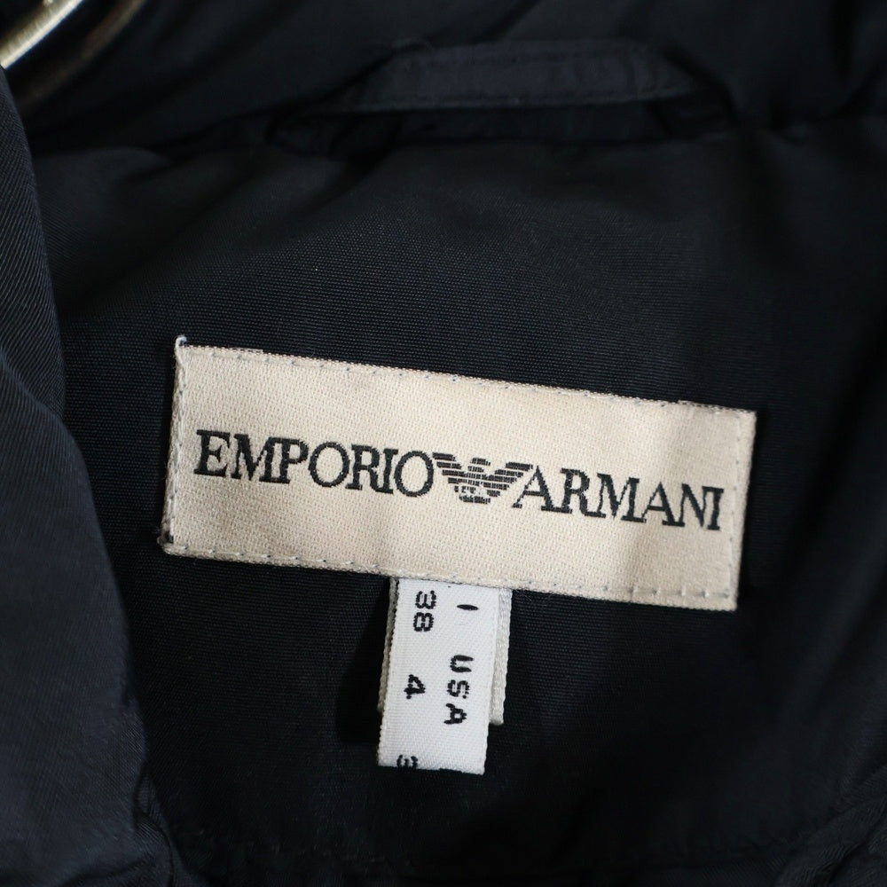 EMPORIO ARMANI(エンポリオアルマーニ) ボタンデザイン ギャザーキルティング ジップアップ ダウンジャケット ブラック レディース