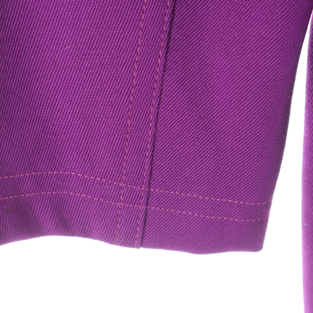 GIANNI VERSACE(ジャンニ ヴェルサーチ) ビジューボタン ウール ダブルブレスト ノーカラー テーラードジャケット パープル レディース